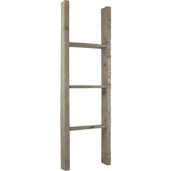 Ekena Millwork 15"W x 48"H x 3 1/2"D Vintage Farmhouse 3 Rung Ladder, Barnwood Decor Collection, Reclaimed Grey DECR015X048X04LDRGY - main